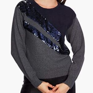 1 State Crew Neck Eyelash Sweater with Sequined Detail